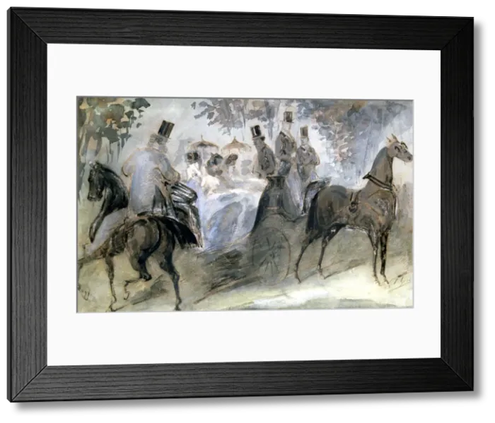 Framed Print : The Elegant Horse and Riders, c1822-1892. Artist: Constantin Guys Framed Print : The Elegant Horse and Riders, c1822-1892. Artist: Constantin Guys