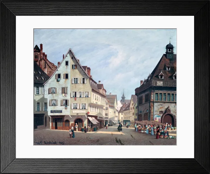 Framed Print : Place Du Marche-Aux-Fruits, Colmar, 1875. Artist: Michel Hertrich Framed Print : Place Du Marche-Aux-Fruits, Colmar, 1875. Artist: Michel Hertrich