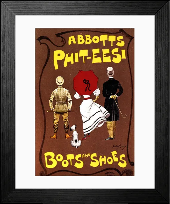 Framed Print : Abbotts Phit-Eesi Boots and Shoes, c1887-1922. Artist: Dudley Hardy Framed Print : Abbotts Phit-Eesi Boots and Shoes, c1887-1922. Artist: Dudley Hardy