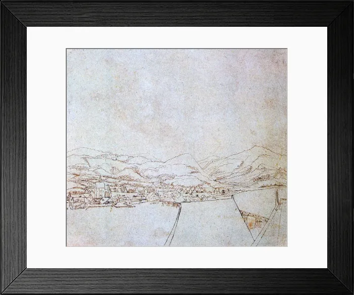 Framed Print : View of Urfahr, c1510-1553. Artist: Wolf Huber Framed Print : View of Urfahr, c1510-1553. Artist: Wolf Huber