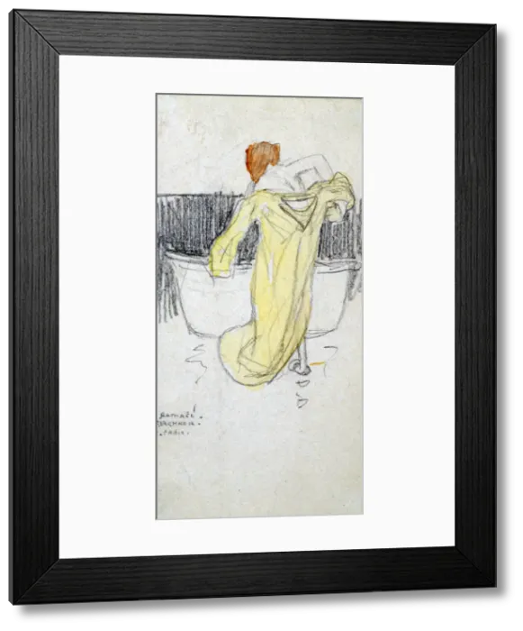 Framed Print : Red-headed Woman... in the Bathroom, c1900-1917. Artist: Raphael Kirchner