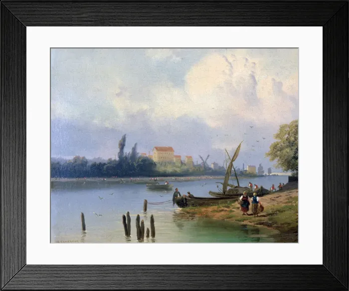Framed Print : People by the Boats in Holland, c1835-1882. Artist: Hermanus Koekkoek Framed Print : People by the Boats in Holland, c1835-1882. Artist: Hermanus Koekkoek