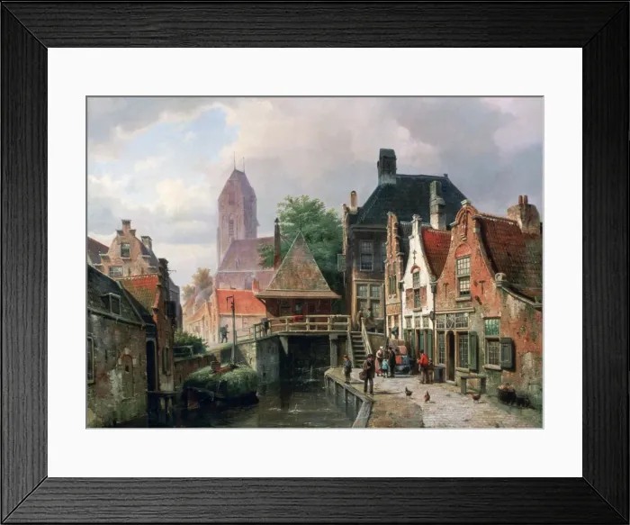 Framed Print : View of Oudewater, c1867. Artist: Hermanus Koekkoek Framed Print : View of Oudewater, c1867. Artist: Hermanus Koekkoek