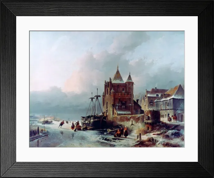 Framed Print : Frozen River, c1838-1907. Artist: Charles Henri Joseph Leickert Framed Print : Frozen River, c1838-1907. Artist: Charles Henri Joseph Leickert