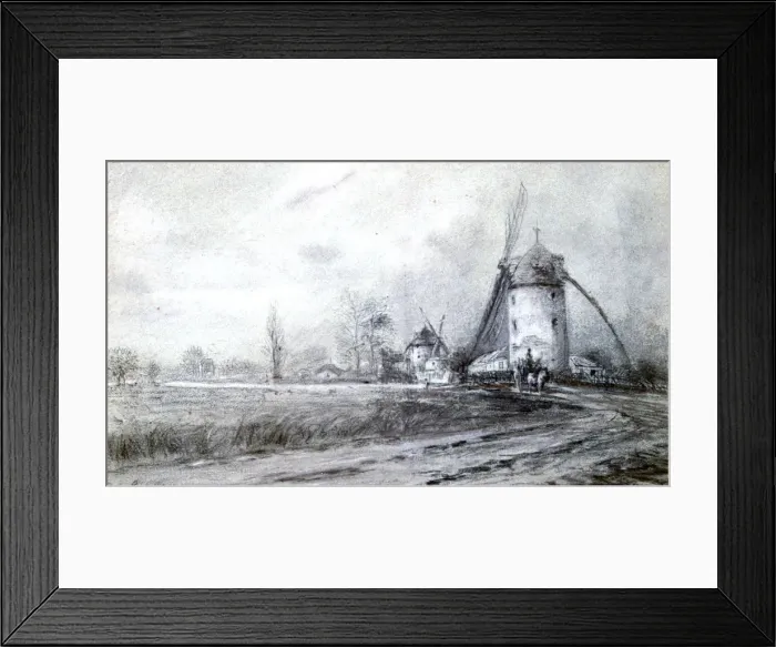 Framed Print : Landscape with Windmill, c1855-1892. Artist: Stanislas Lepine Framed Print : Landscape with Windmill, c1855-1892. Artist: Stanislas Lepine