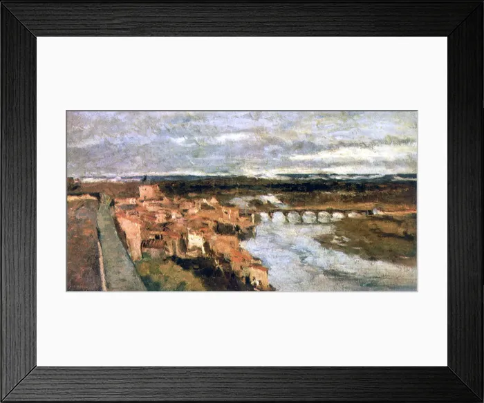 Framed Print : Landscape with Village and Bridge, c1855-1892. Artist: Stanislas Lepine Framed Print : Landscape with Village and Bridge, c1855-1892. Artist: Stanislas Lepine