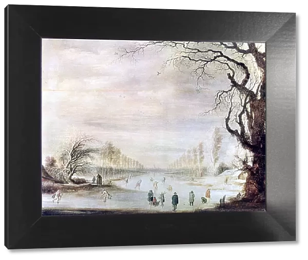 A Winter Landscape with Ice Skaters, c1606-1643. Artist: Gysbrecht Leytens