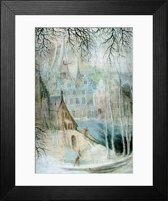 Framed Print : A Winter Landscape with a Woodcutter, (Detail), c1606-1656. Artist: Gysbrecht Leytens Framed Print : A Winter Landscape with a Woodcutter, (Detail), c1606-1656. Artist: Gysbrecht Leytens