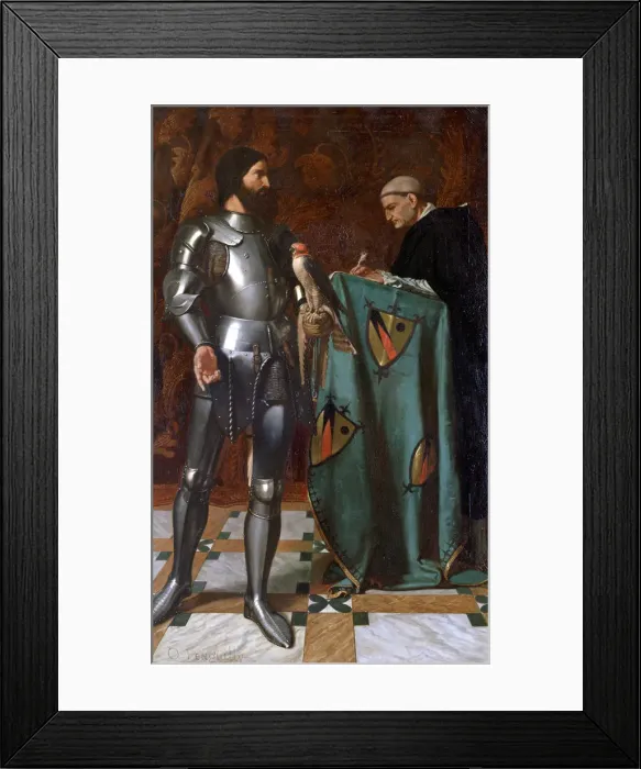 Framed Print : Knight dictating a letter to a Monk, 1865. Artist: Octave Penguilly L Haridon Framed Print : Knight dictating a letter to a Monk, 1865. Artist: Octave Penguilly L Haridon