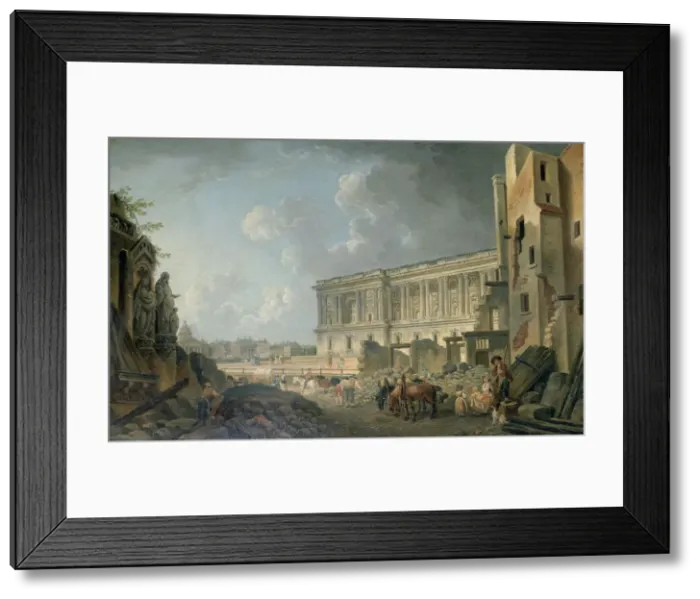 Framed Print : View of the Louvre, c1743-1807. Artist: Pierre Antoine de Machy Framed Print : View of the Louvre, c1743-1807. Artist: Pierre Antoine de Machy