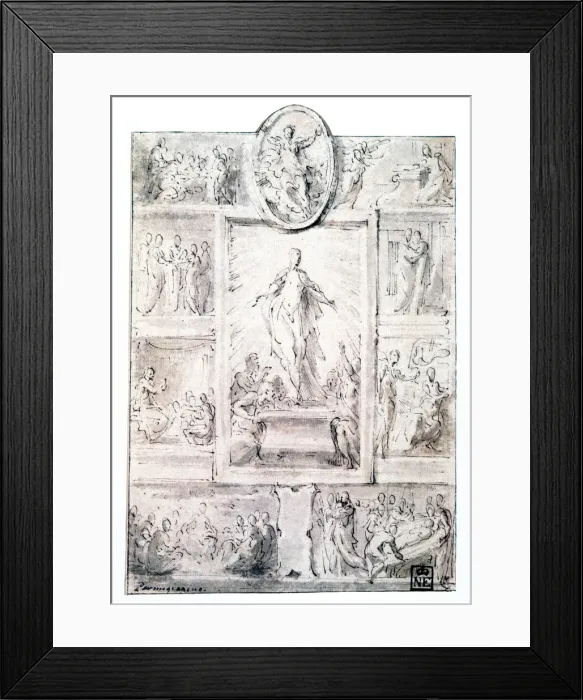 Framed Print : Composition Sketch, c1513-1540. Artist: Parmigianino Framed Print : Composition Sketch, c1513-1540. Artist: Parmigianino