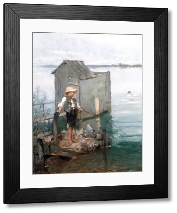 Framed Print : Bathing Hut with Boy, 1868. Artist: Pal Szinyei Merse Framed Print : Bathing Hut with Boy, 1868. Artist: Pal Szinyei Merse