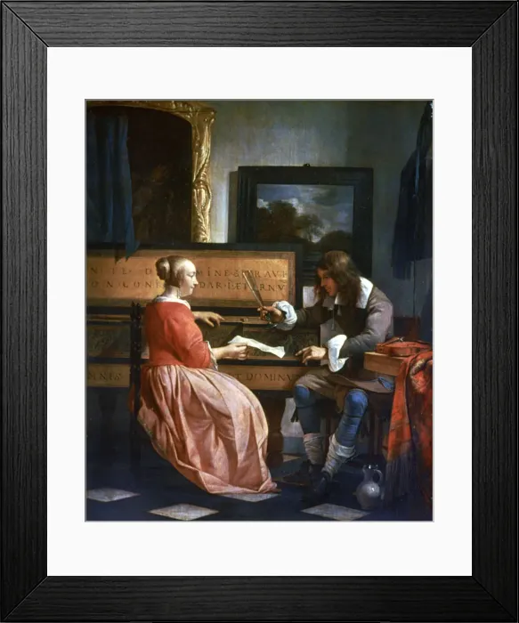 Framed Print : A Man and a Woman seated by a Virginal, c1649-1667. Artist: Gabriel Metsu Framed Print : A Man and a Woman seated by a Virginal, c1649-1667. Artist: Gabriel Metsu