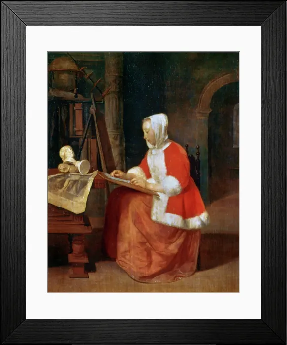 Framed Print : A Woman seated Drawing, c1649-1667. Artist: Gabriel Metsu Framed Print : A Woman seated Drawing, c1649-1667. Artist: Gabriel Metsu