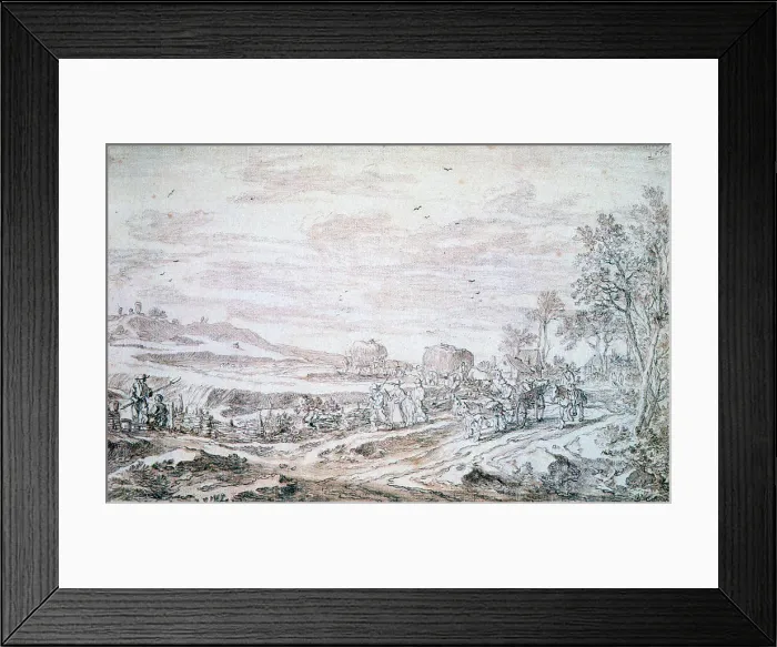 Framed Print : Landscape with Reapers, c1615-1661. Artist: Pieter Molijn Framed Print : Landscape with Reapers, c1615-1661. Artist: Pieter Molijn