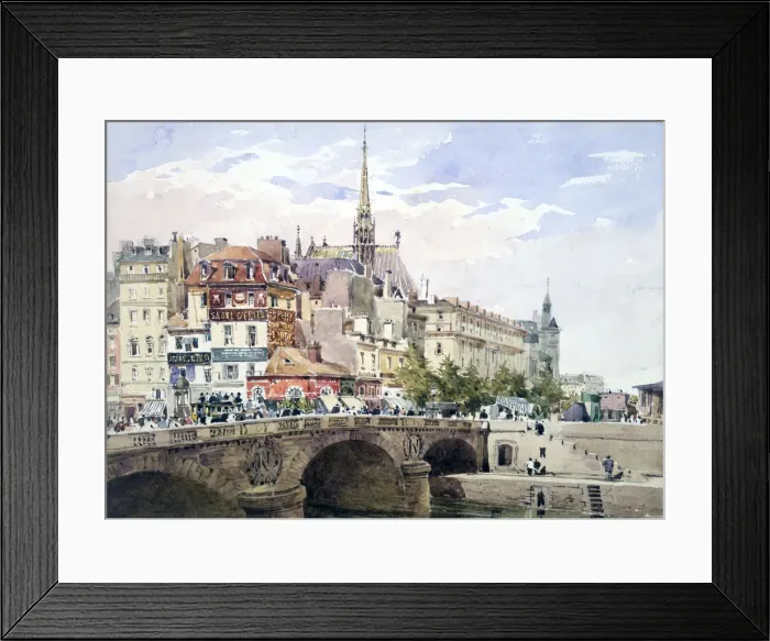 Framed Print : Saint-Michel Bridge, Paris, c1822-1878. Artist: Charles Claude Pyne Framed Print : Saint-Michel Bridge, Paris, c1822-1878. Artist: Charles Claude Pyne