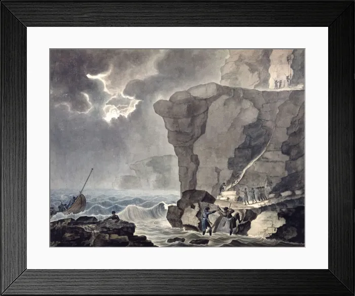 Framed Print : Landing of the Conspirators in the Cadoudal Affair at the Cliff of Biville... 1771-1847. Artist: Armand Jules Marie Heraclius de Polignac Framed Print : Landing of the Conspirators in the Cadoudal Affair at the Cliff of Biville... 1771-1847. Artist: Armand Jules Marie Heraclius de Polignac