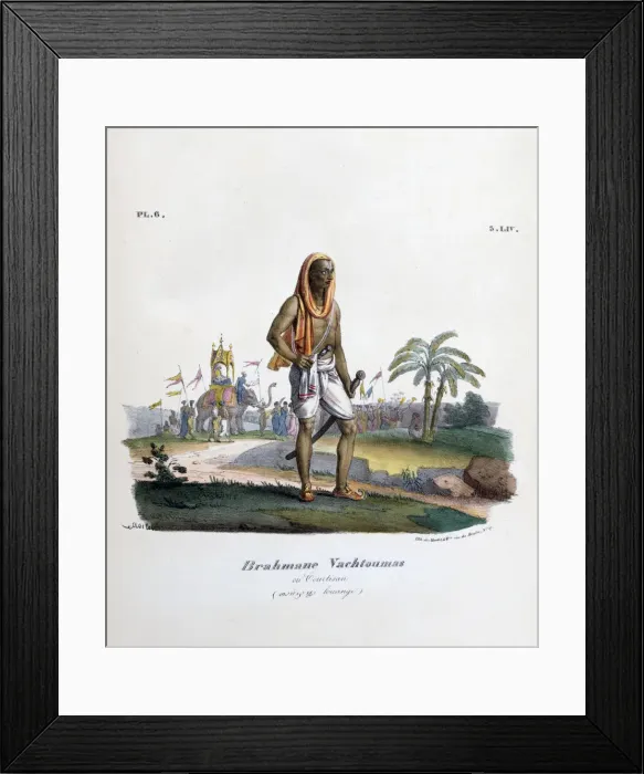 Framed Print : Brahmin Courtier, 1828. Artist: Marlet et Cie Framed Print : Brahmin Courtier, 1828. Artist: Marlet et Cie