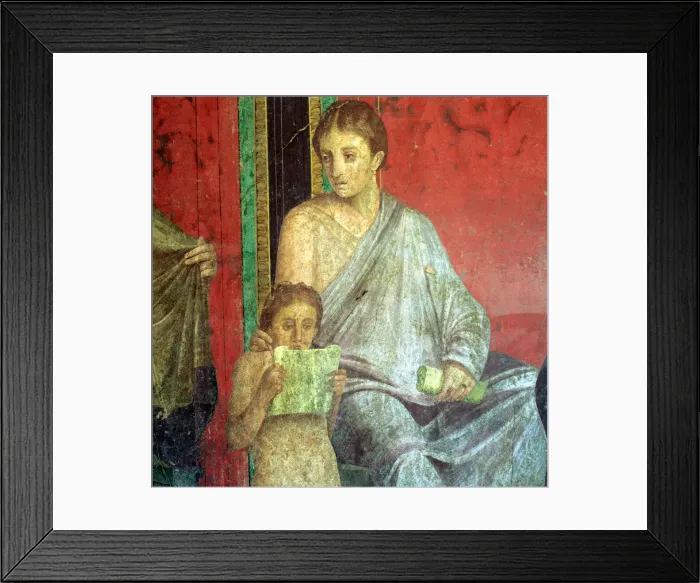 Framed Print : Fresco Detail, Young Girl Reading, 1st Century BC Framed Print : Fresco Detail, Young Girl Reading, 1st Century BC