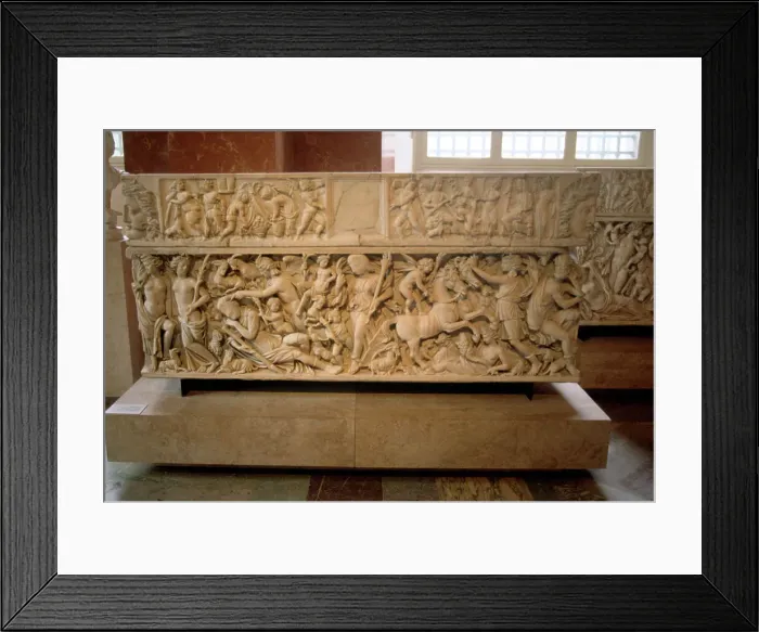Framed Print : Roman sarcophagus with the legend of Selene and Endymion, 230-235 AD Framed Print : Roman sarcophagus with the legend of Selene and Endymion, 230-235 AD