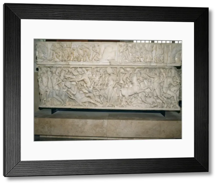 Framed Print : Roman sarcophagus with the legend of Selene and Endymion, 230-235 AD Framed Print : Roman sarcophagus with the legend of Selene and Endymion, 230-235 AD