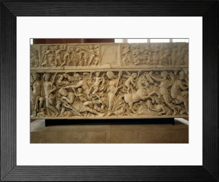 Framed Print : Roman sarcophagus with the legend of Selene and Endymion, 230-235 AD Framed Print : Roman sarcophagus with the legend of Selene and Endymion, 230-235 AD
