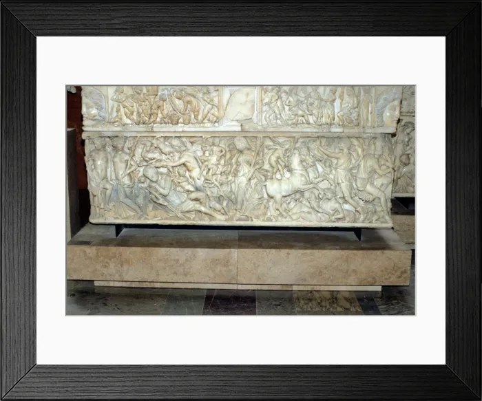 Framed Print : Roman sarcophagus with the legend of Selene and Endymion, 230-235 AD Framed Print : Roman sarcophagus with the legend of Selene and Endymion, 230-235 AD