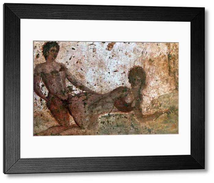Framed Print : Erotic mural, Pompeii, Italy