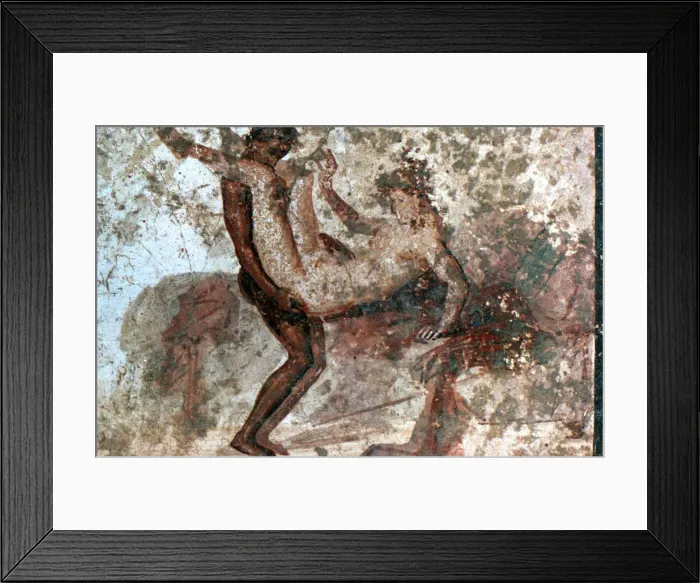 Framed Print : Erotic mural, Pompeii, Italy Framed Print : Erotic mural, Pompeii, Italy