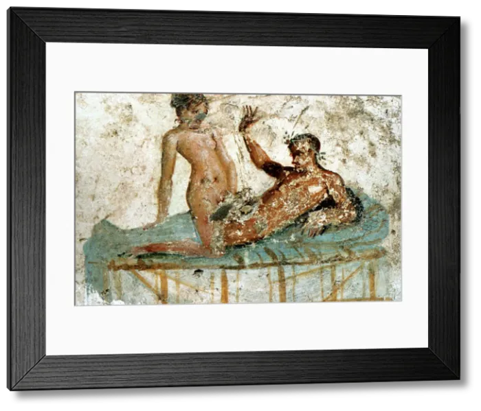 Framed Print : Erotic mural, Pompeii, Italy