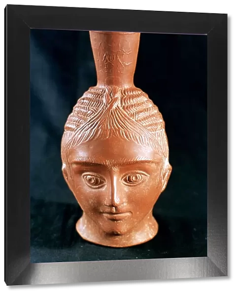 Ceramic vase in the shape of an anthropomorphic head, El Aouja, Tunisia