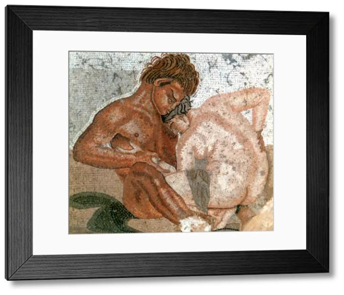 Framed Print : Mosaic of a satyr and nymph, House of Faun, Pompeii, Italy Framed Print : Mosaic of a satyr and nymph, House of Faun, Pompeii, Italy