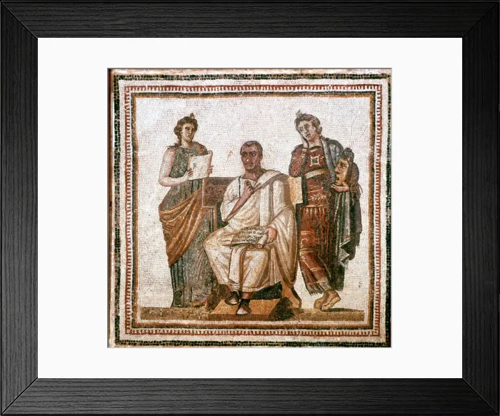 Framed Print : Virgil and the Muses, Roman mosaic from Sousse, Tunisia, 3rd century AD Framed Print : Virgil and the Muses, Roman mosaic from Sousse, Tunisia, 3rd century AD