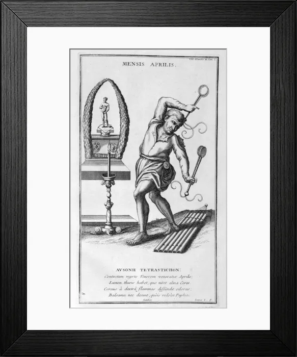 Framed Print : A representation of April, 1757. Artist: Bernard de Montfaucon Framed Print : A representation of April, 1757. Artist: Bernard de Montfaucon
