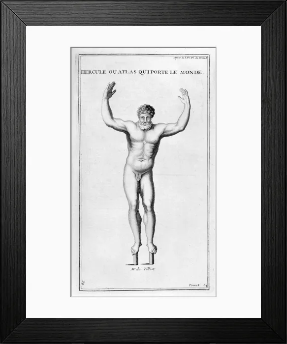 Framed Print : Hercules who carries the world, 1757. Artist: Bernard de Montfaucon Framed Print : Hercules who carries the world, 1757. Artist: Bernard de Montfaucon