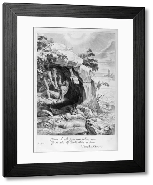 Framed Print : Aristeus Compels Proteus to Reveal his Oracles, 1655. Artist: Michel de Marolles Framed Print : Aristeus Compels Proteus to Reveal his Oracles, 1655. Artist: Michel de Marolles
