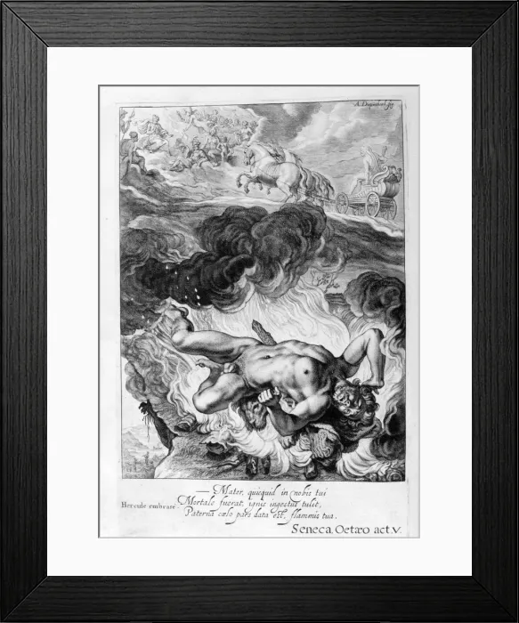Framed Print : The Death of Hercules, 1655. Artist: Michel de Marolles Framed Print : The Death of Hercules, 1655. Artist: Michel de Marolles