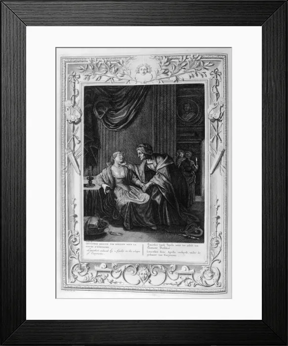 Framed Print : Leucothoe Seduced by Apollo in the Shape of Eurynome, 1733. Artist: Bernard Picart Framed Print : Leucothoe Seduced by Apollo in the Shape of Eurynome, 1733. Artist: Bernard Picart