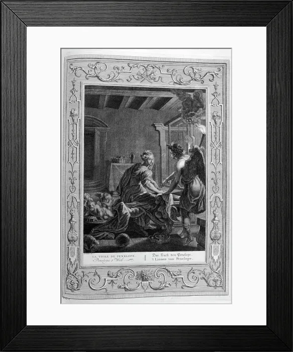 Framed Print : Penelope at Her Loom, 1733. Artist: Bernard Picart Framed Print : Penelope at Her Loom, 1733. Artist: Bernard Picart