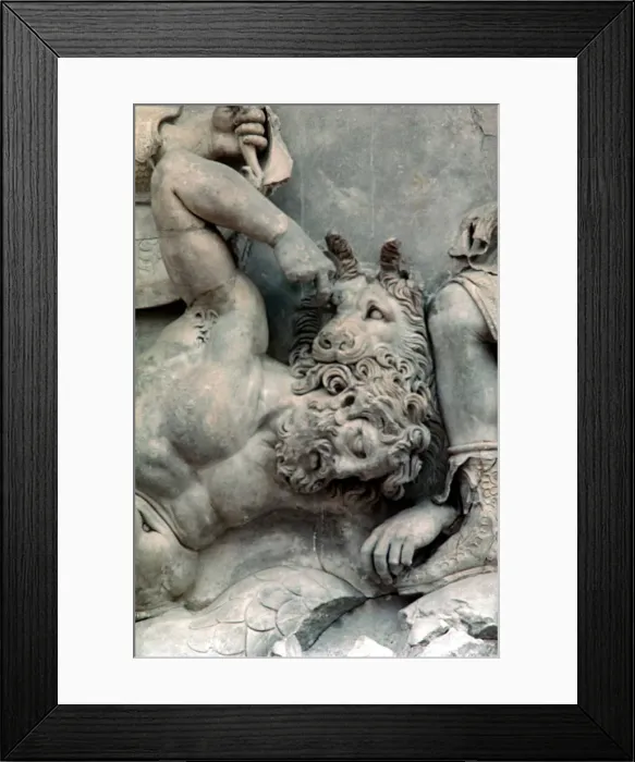 Framed Print : Detail from the Great Frieze of the Pergamon Altar, 180-159 BC Framed Print : Detail from the Great Frieze of the Pergamon Altar, 180-159 BC