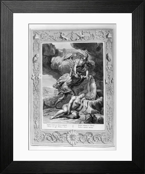Framed Print : Perseus cuts off Medusas head, 1733. Artist: Bernard Picart