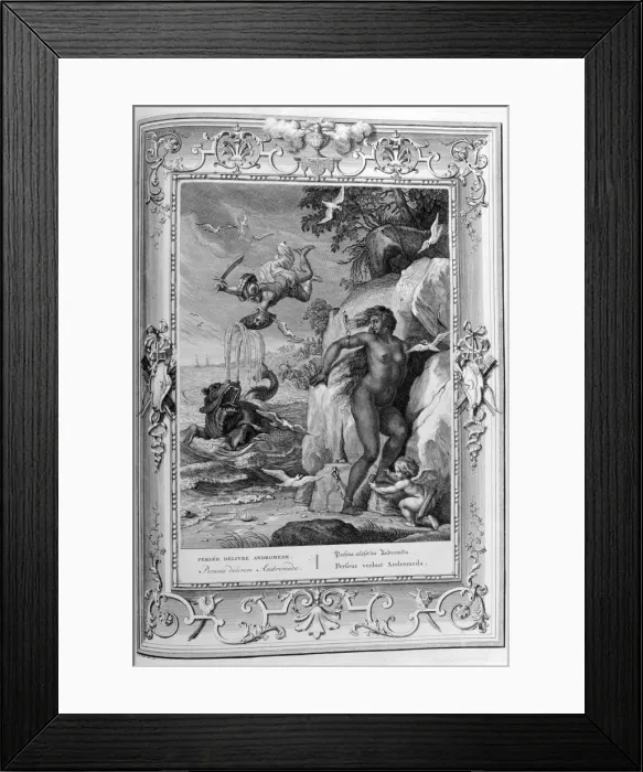 Framed Print : Perseus delivers Andromeda from the sea monster, 1733. Artist: Bernard Picart Framed Print : Perseus delivers Andromeda from the sea monster, 1733. Artist: Bernard Picart