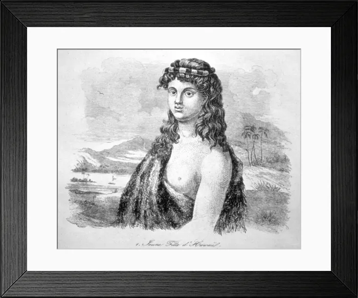 Framed Print : Young girl from the island of Hawaii, c1824. Artist: William Dampier Framed Print : Young girl from the island of Hawaii, c1824. Artist: William Dampier