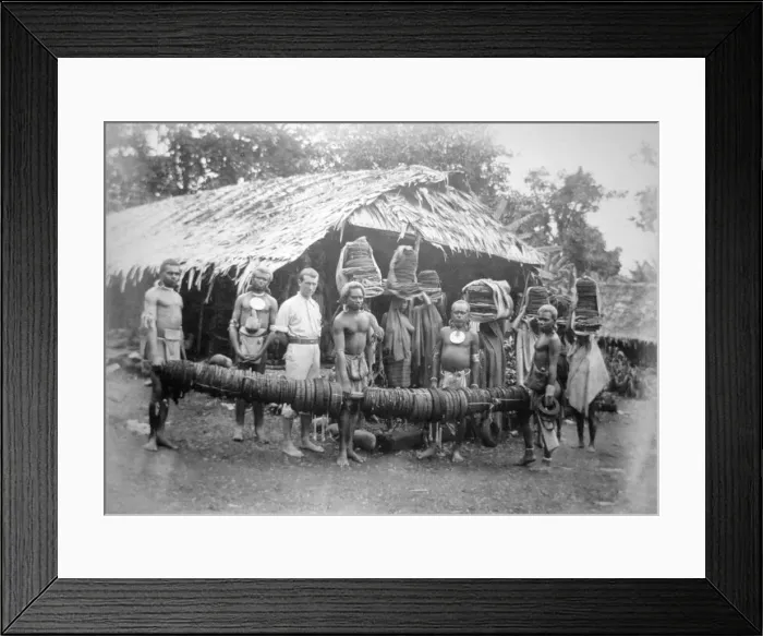 Framed Print : Feather money, brought to Forrests house at Nelua, 1892 Framed Print : Feather money, brought to Forrests house at Nelua, 1892