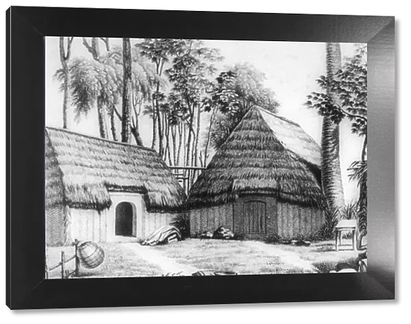 The house of the chief, Kalaimoku, 1819. Artist: Alphonse Pellion