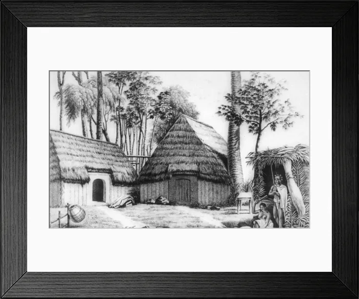 Framed Print : The house of the chief, Kalaimoku, 1819. Artist: Alphonse Pellion Framed Print : The house of the chief, Kalaimoku, 1819. Artist: Alphonse Pellion