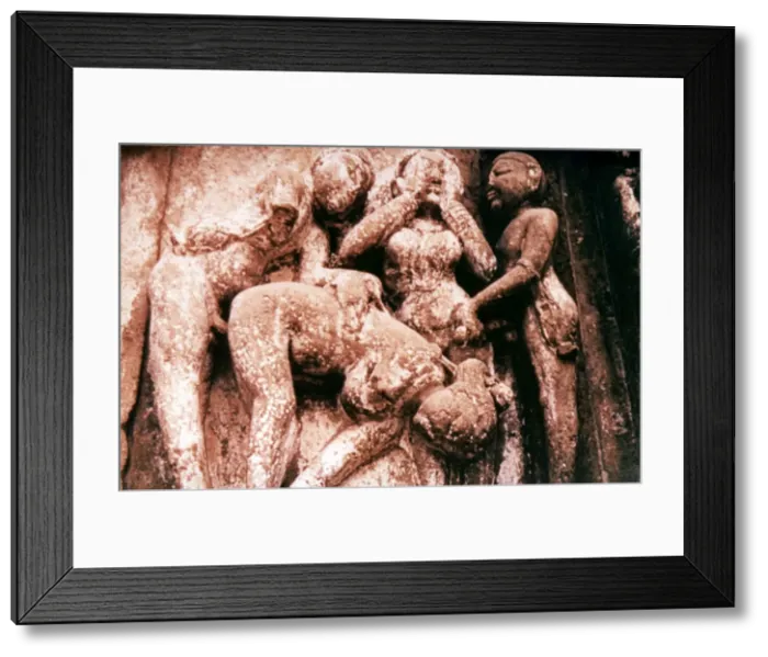 Framed Print : Erotic Sculpture, Hindu Temple, Khajuraho, India, 950 - 1050 Framed Print : Erotic Sculpture, Hindu Temple, Khajuraho, India, 950 - 1050