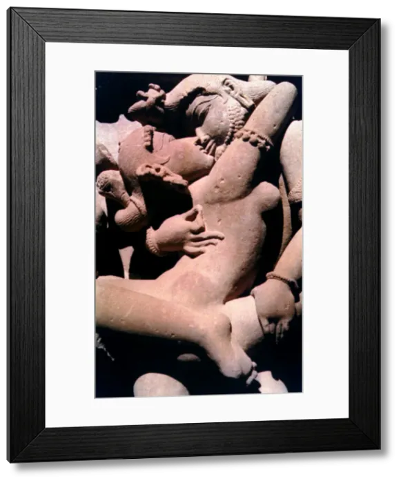 Framed Print : Erotic Sculpture, Hindu Temple, Khajuraho, India, 950 - 1050 Framed Print : Erotic Sculpture, Hindu Temple, Khajuraho, India, 950 - 1050
