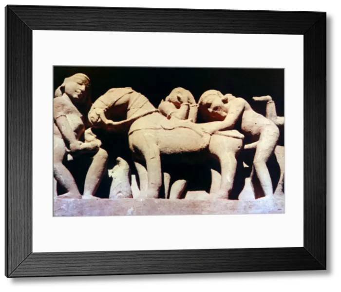Framed Print : Erotic Sculpture, Hindu Temple, Khajuraho, India, 950 - 1050 Framed Print : Erotic Sculpture, Hindu Temple, Khajuraho, India, 950 - 1050