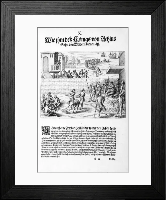 Framed Print : Offerings to the King, 1606. Artist: Theodore de Bry Framed Print : Offerings to the King, 1606. Artist: Theodore de Bry
